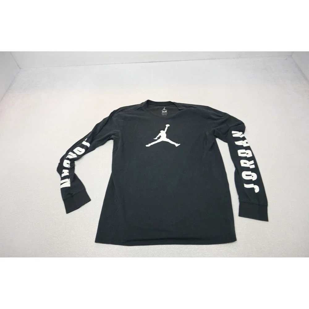 Nike Jordan Dri-FIT Long Sleeve T-Shirt Mens Medium Black Jumpman Graphic EUC